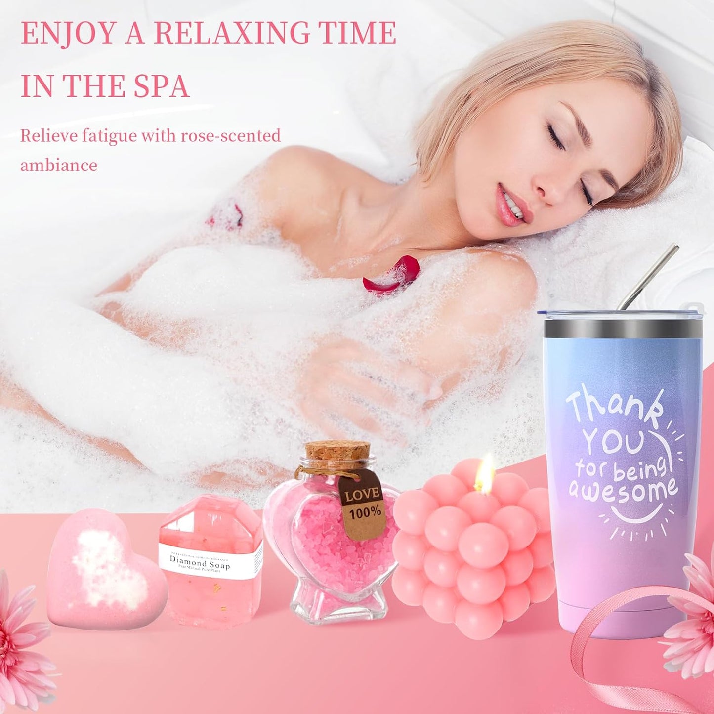 Sister Birthday Gifts, Self Care Get Well Soon Thanksgiving Christmas Gift Basket, Relaxing Spa Care Basket for Mom Her Friend Wife Girlfriend Nurse Teacher